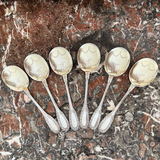 6 Cuillères à glace de style Louis XV