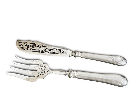 Service de couvert à poisson de style Louis XVI, argent fourré, France