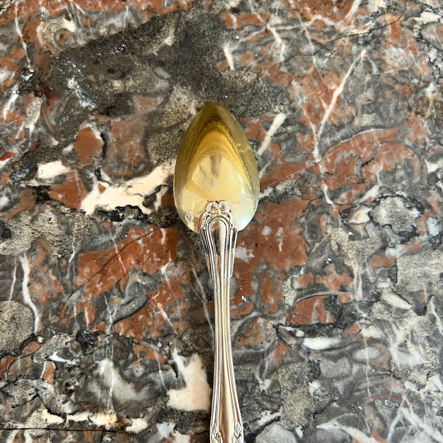 Cuillère à thé en argent massif & en vermeil, style Louis XVI, France