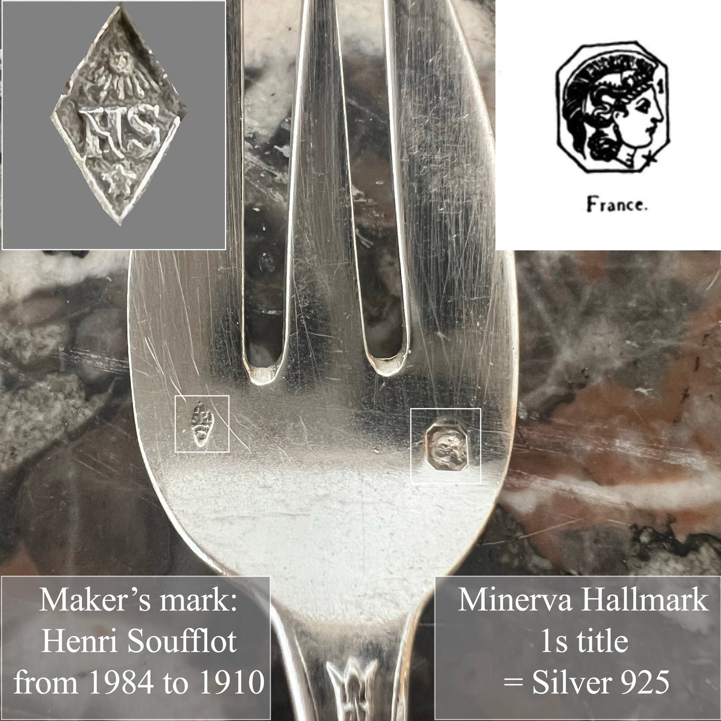 Fourchettes à gâteaux en argent massif, 12 pcs, Henri Soufflot, XIXe