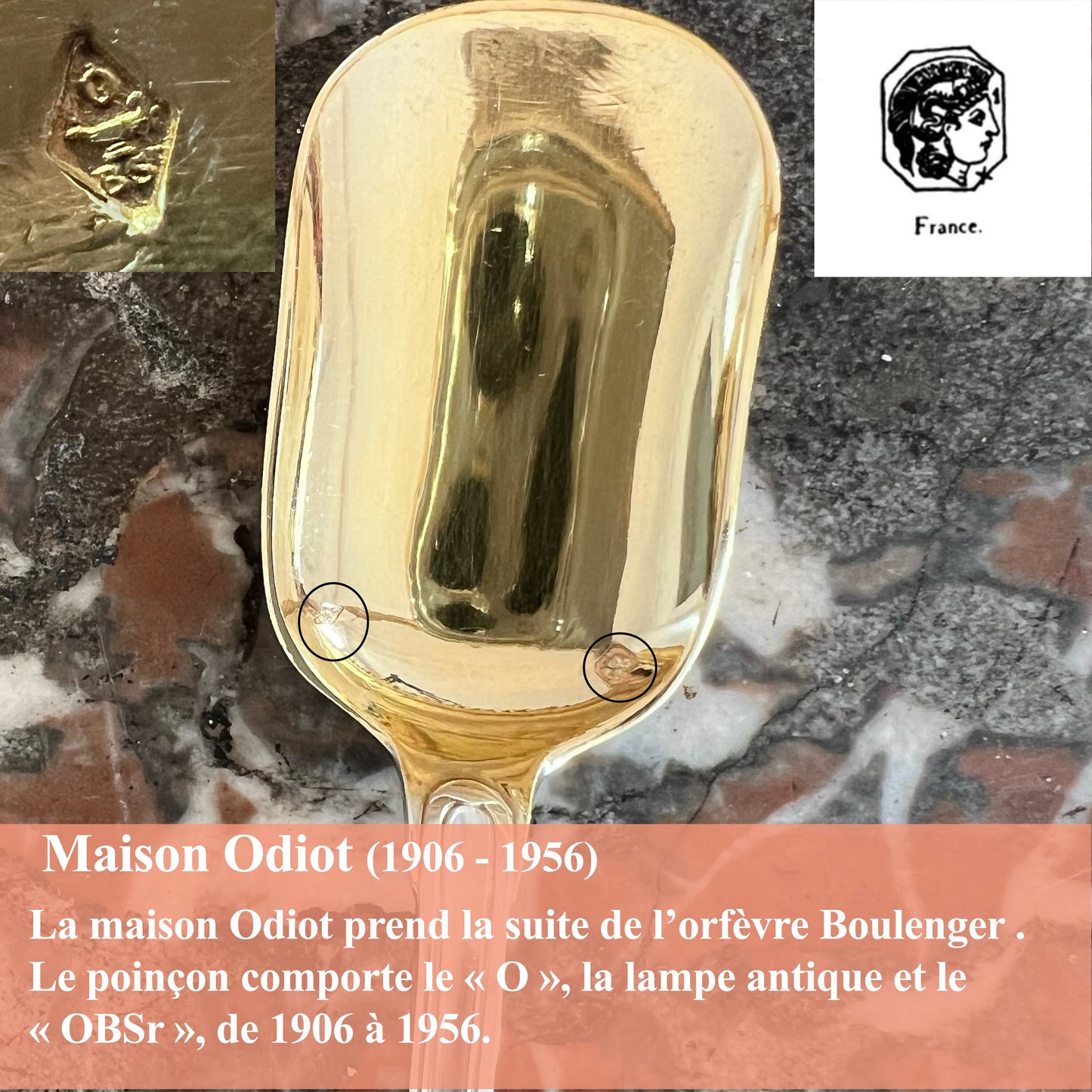 Odiot, Pelle à sorbet en argent massif & en vermeil, St. Régence, XXe