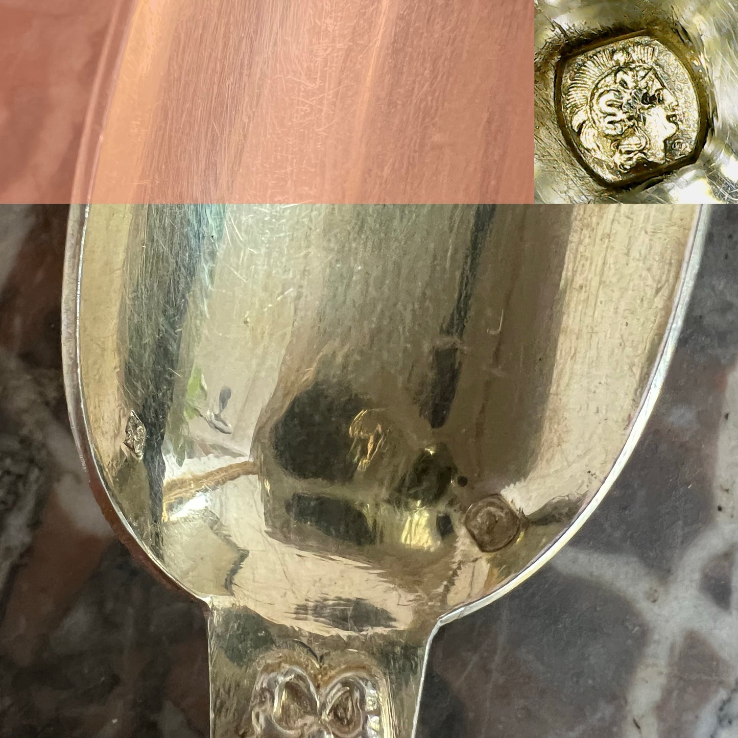 Cuillère à thé en argent massif & en vermeil, style Louis XVI, France