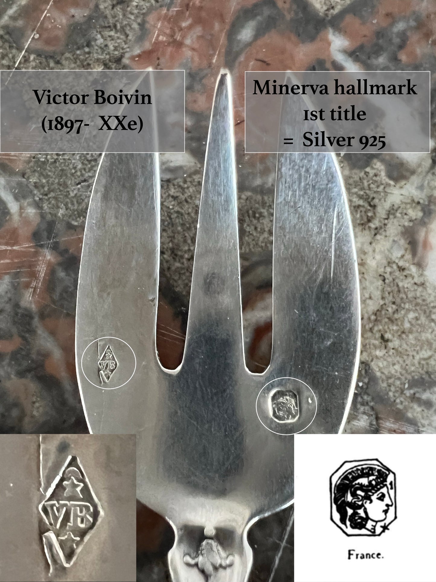 Fourchettes à huîtres en argent massif, 12 pcs, Victor Boivin