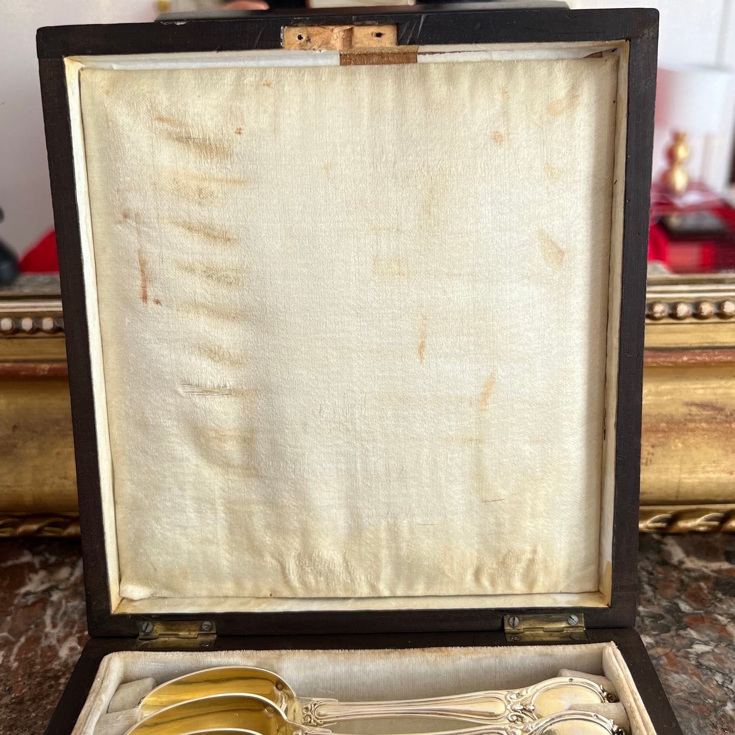 Cuillère à thé en argent massif & en vermeil, style Louis XVI, France