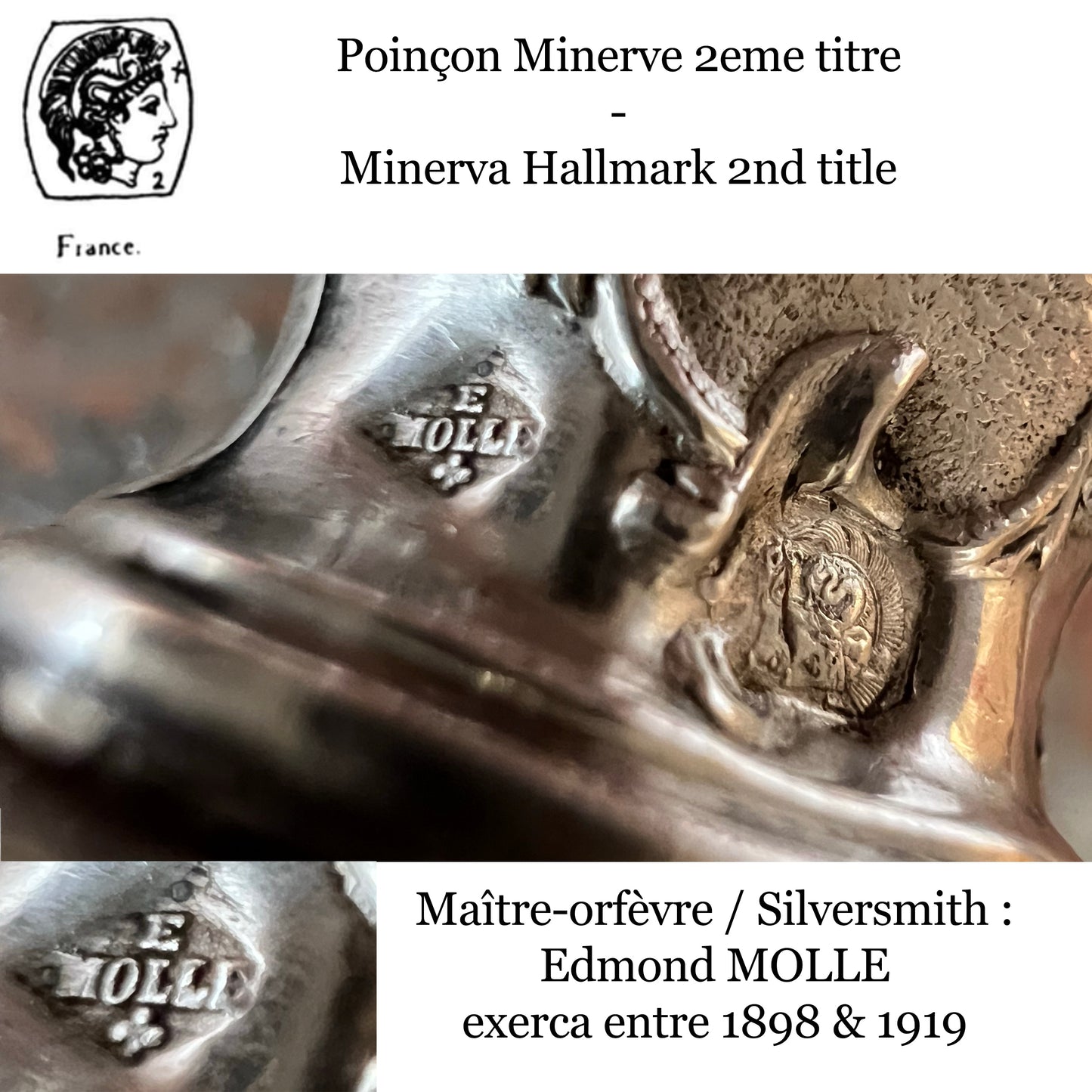 Louche à crème en argent fourré et métal doré, Art Nouveau