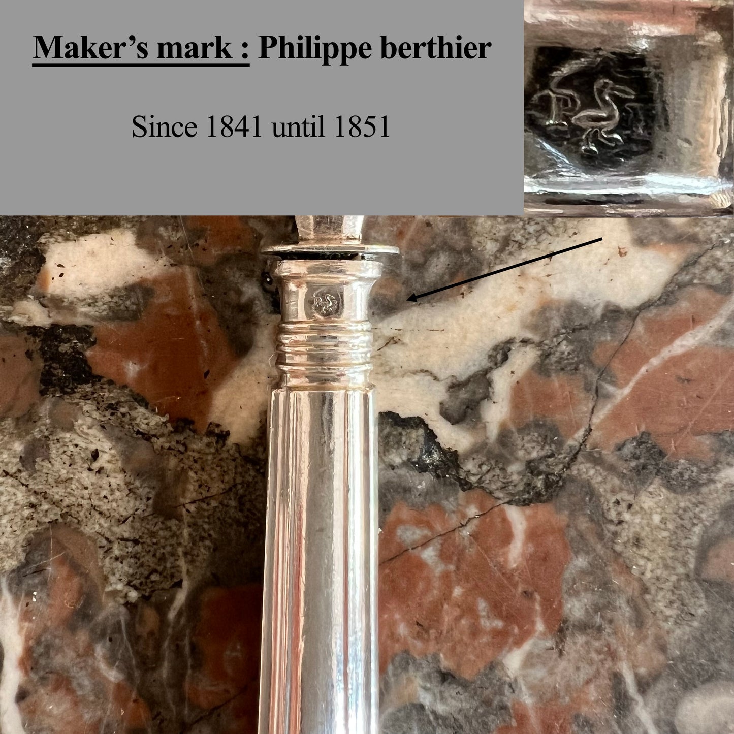 Fourchette à huîtres, en argent massif & argent fourré, Philippe Berthier