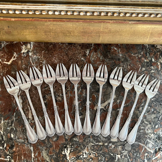 Fourchettes à gâteaux en argent massif, 12 pcs, Henri Soufflot, XIXe