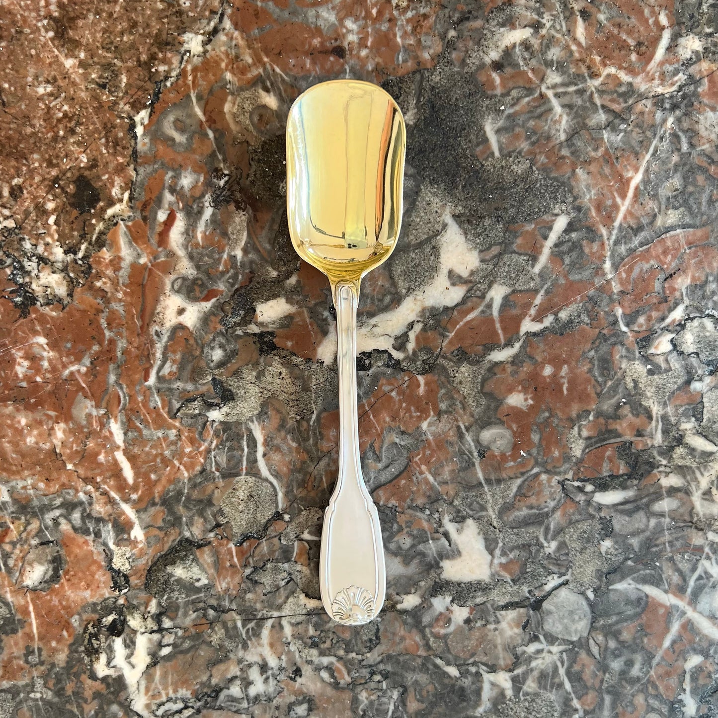 Odiot, Pelle à sorbet en argent massif & en vermeil, St. Régence, XXe