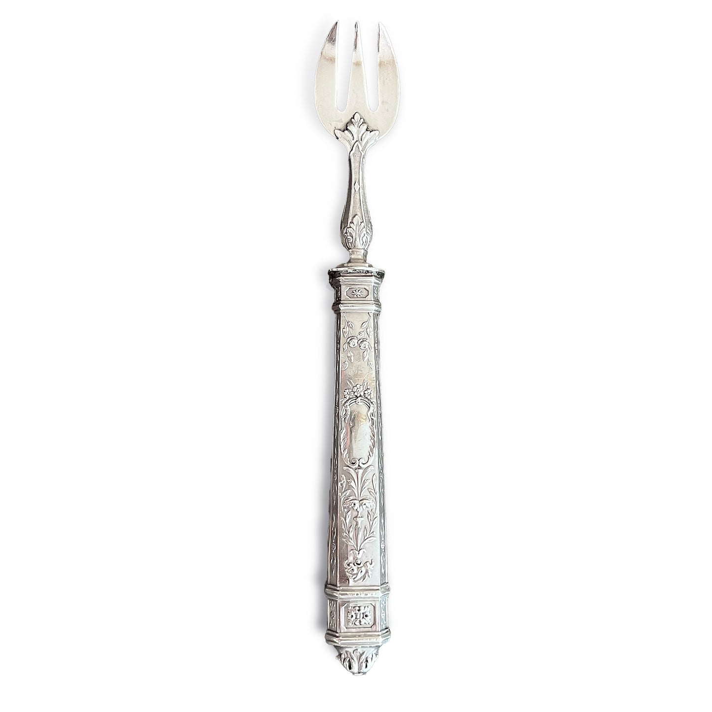 Fourchette à huîtres, Napoléon III, en argent fourré et métal argenté