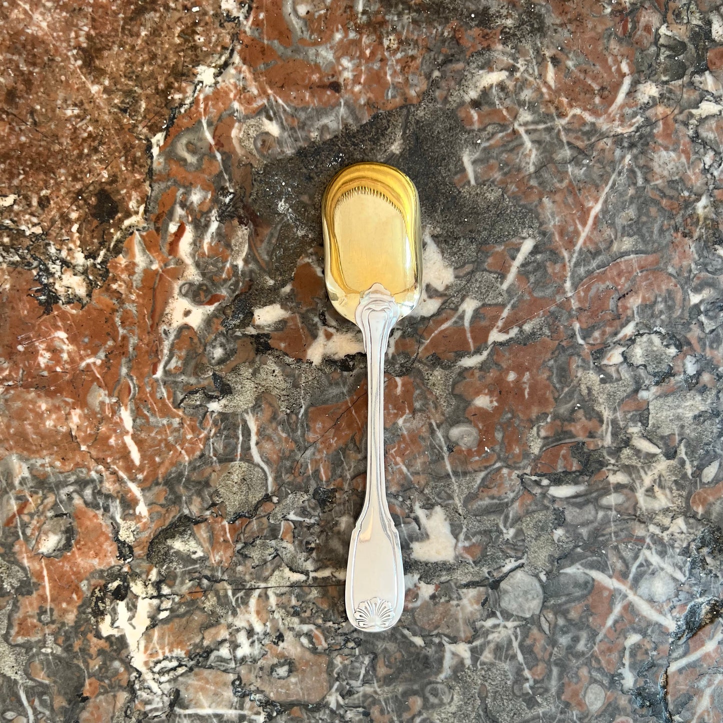 Odiot, Pelle à sorbet en argent massif & en vermeil, St. Régence, XXe