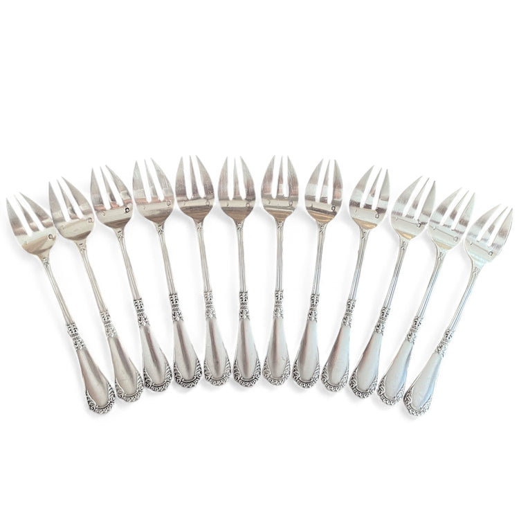Solid silver cake forks, 12 pcs, Henri Soufflot, 19th century