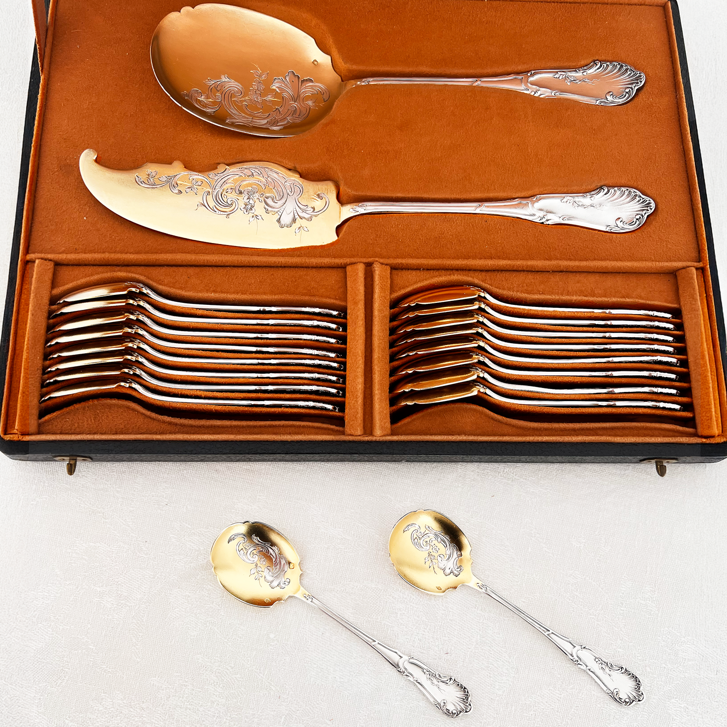 Service à glace en argent massif et en vermeil, 20 pcs, Henri Soufflot