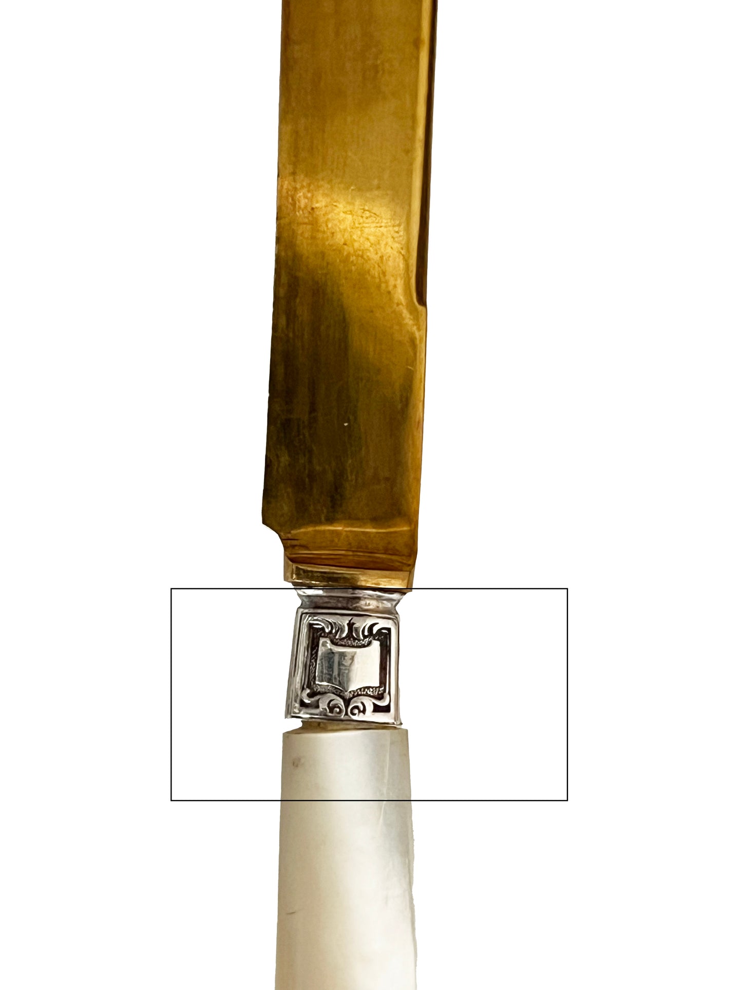 Couteaux fourchettes à melon en nacre et métal doré, 5 pcs (Déclassé)