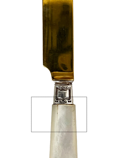 Couteaux fourchettes à melon en nacre et métal doré, 5 pcs (Déclassé)