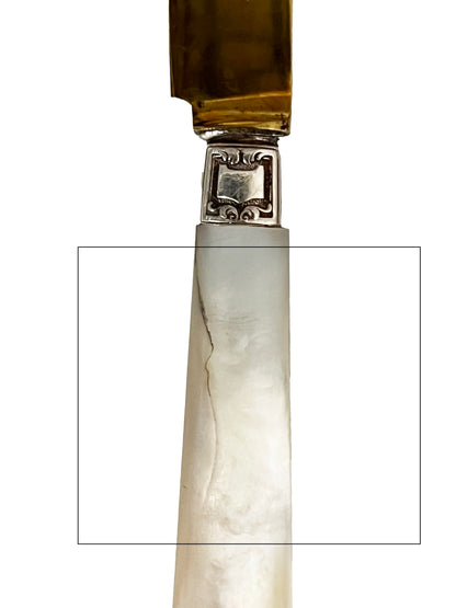 Couteaux fourchettes à melon en nacre et métal doré, 5 pcs (Déclassé)