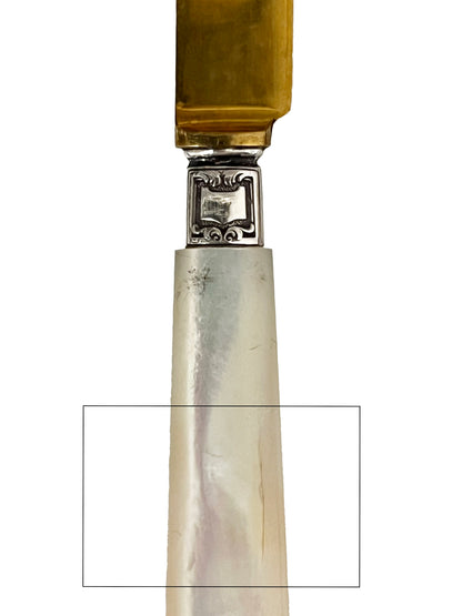 Couteaux fourchettes à melon en nacre et métal doré, 5 pcs (Déclassé)