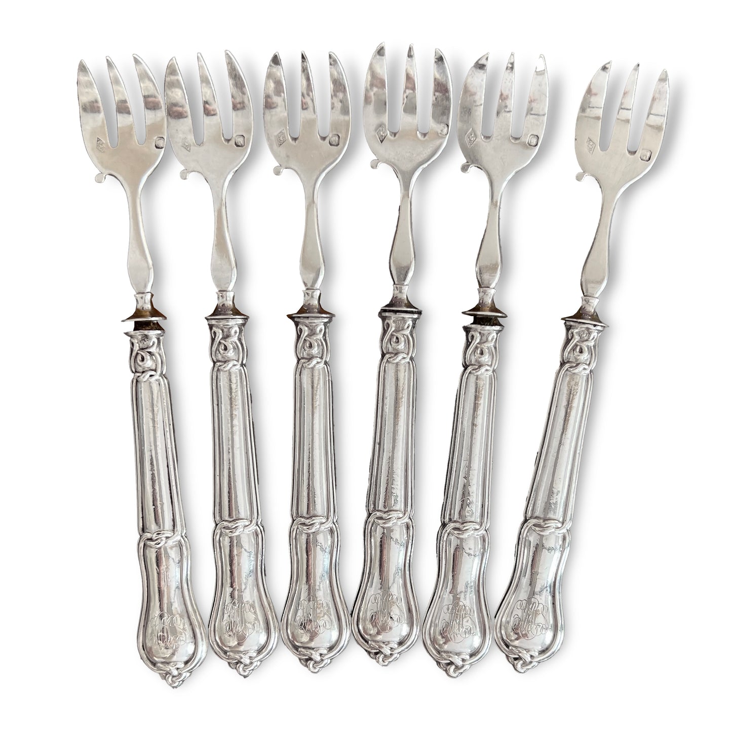Fourchette à huîtres en argent massif & argent fourré, Philippe Berthier