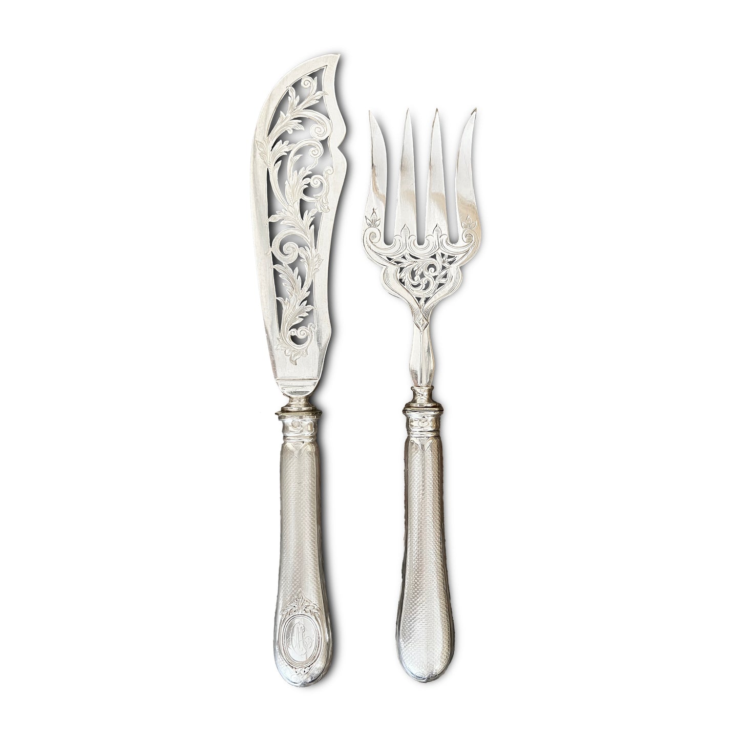 Service de couvert à poisson de style Louis XVI, argent fourré, France