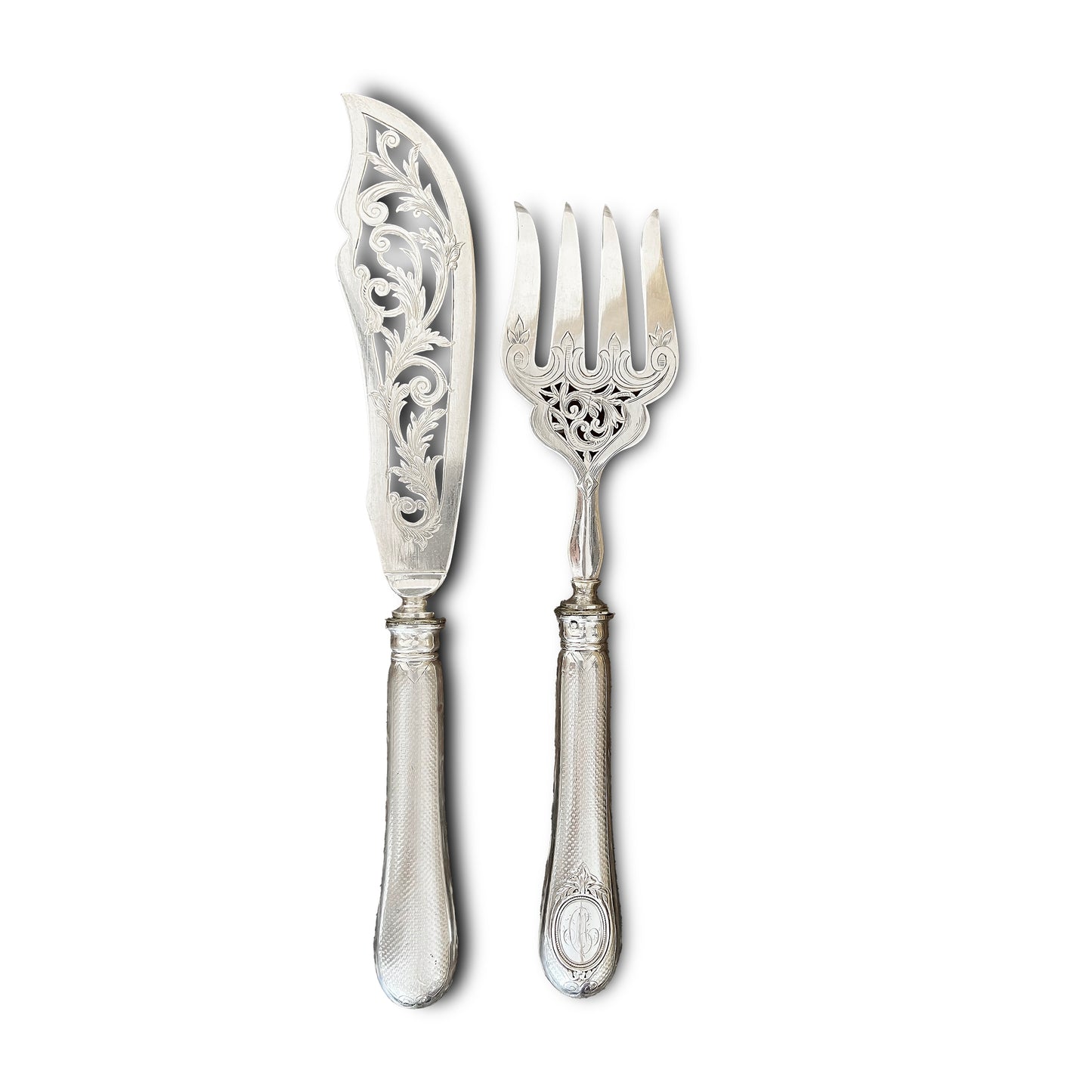 Service de couvert à poisson de style Louis XVI, argent fourré, France