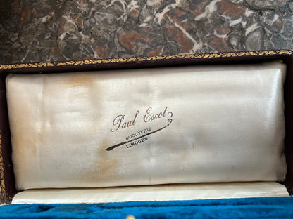 Service à foie gras, nacre & laiton