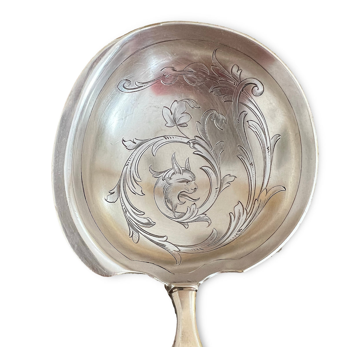 Louche à crème en argent fourré et métal doré, Art Nouveau