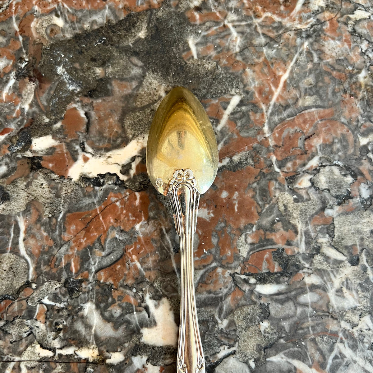 Cuillère à thé en argent massif & en vermeil, style Louis XVI, France