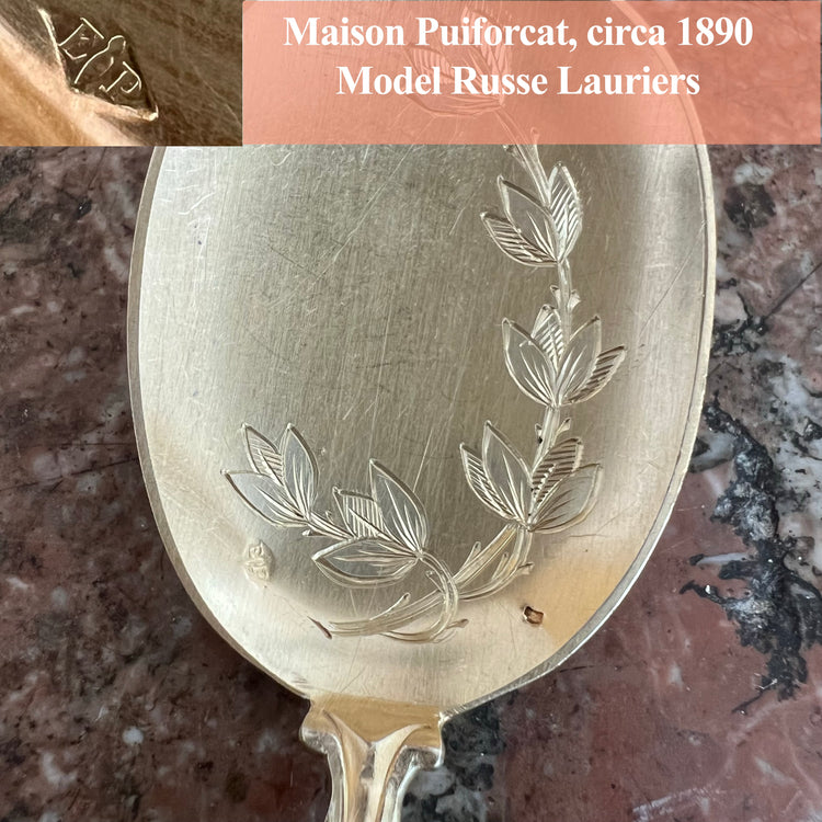 Vermeil ice service, Puiforcat, Russian laurel pattern (circa 1870), 13 pieces