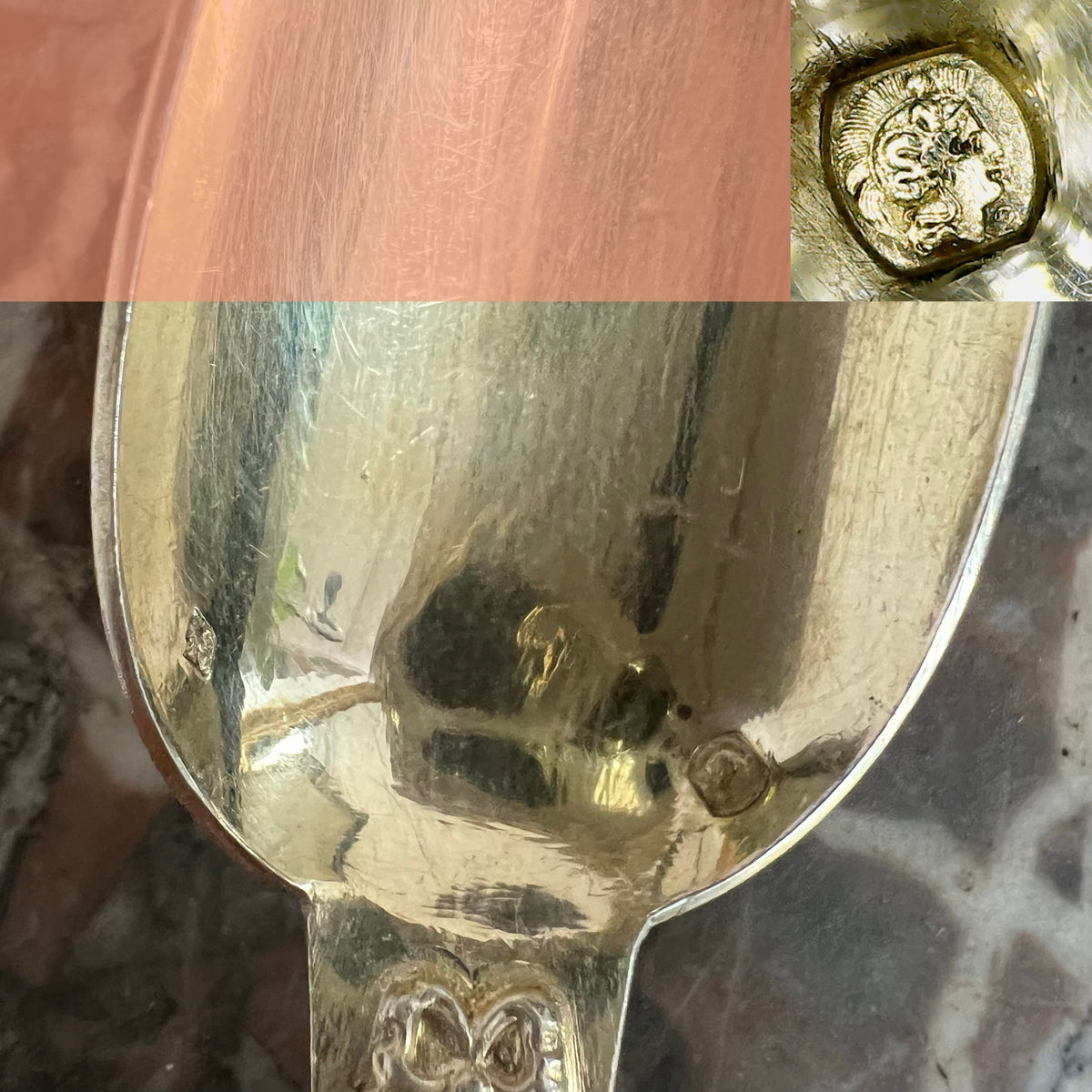 Cuillère à thé en argent massif & en vermeil, style Louis XVI, France