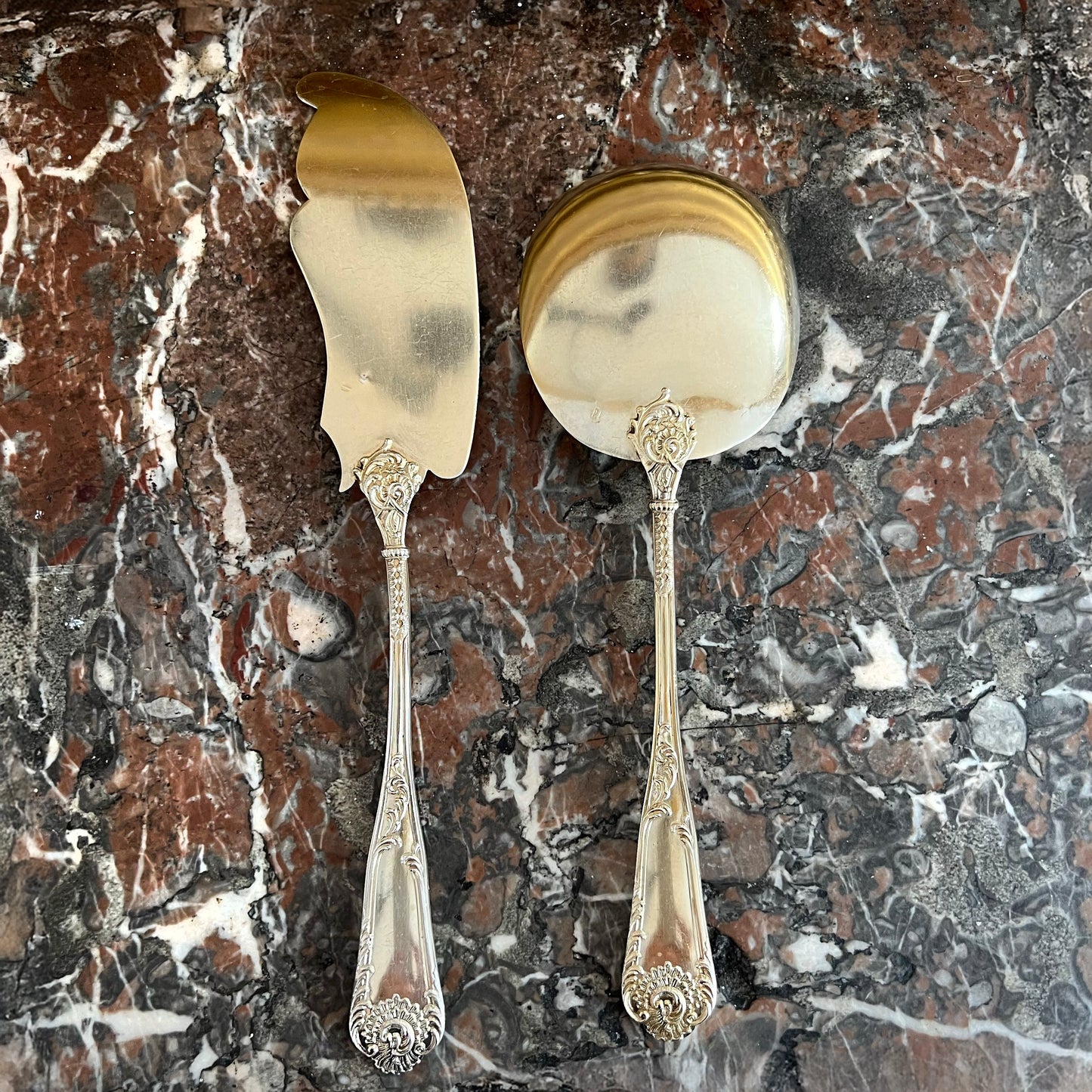 Service à glace, en vermeil, 2 pcs, style Louis XV