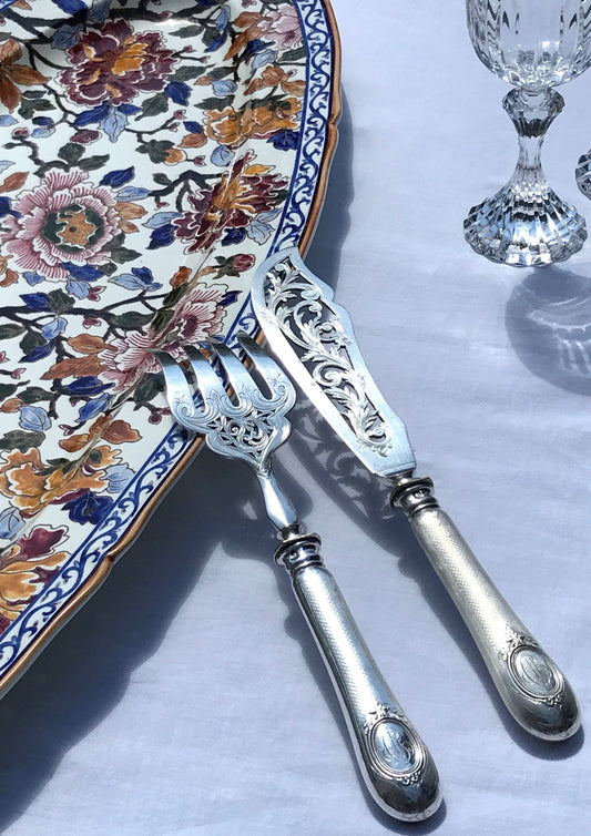 Service de couvert à poisson de style Louis XVI, argent fourré, France