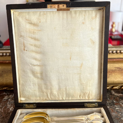 Cuillère à thé en argent massif & en vermeil, style Louis XVI, France