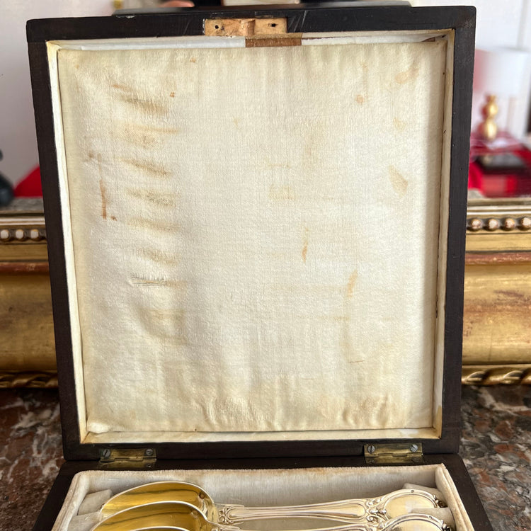 Cuillère à thé en argent massif & en vermeil, style Louis XVI, France