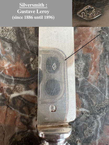 Couteaux à fromage en nacre & argent, 18 pcs, XIXe