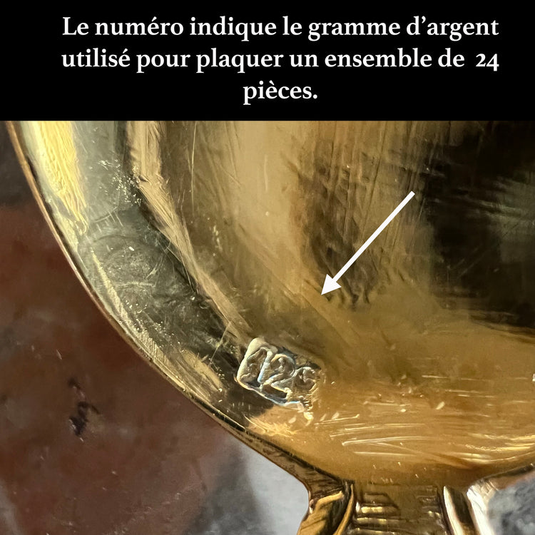 12 cuillères à moka, métal doré, France