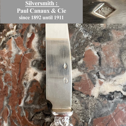 Fruit knives, mother-of-pearl & silver, 12 pieces, Paul Canaux & Cie