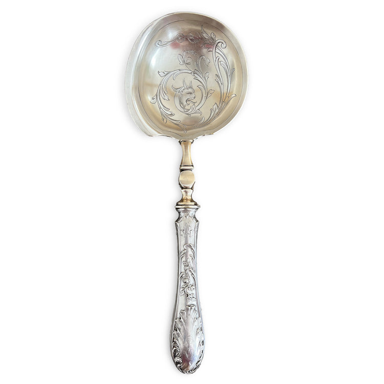 Louche à crème en argent fourré et métal doré, Art Nouveau