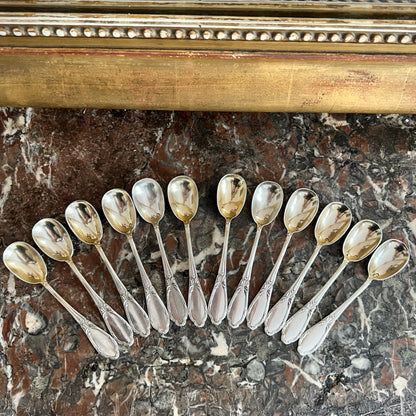 Cuillères à oeuf à la coque, en argent & vermeil, 12pcs, Hénin & Cie