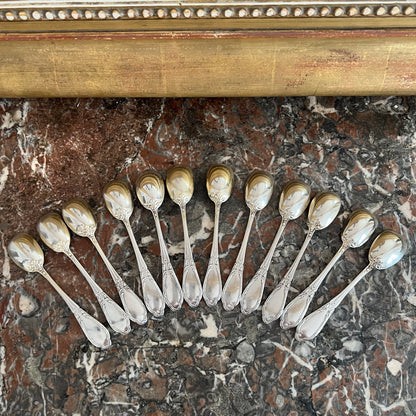 Cuillères à oeuf à la coque, en argent & vermeil, 12pcs, Hénin & Cie