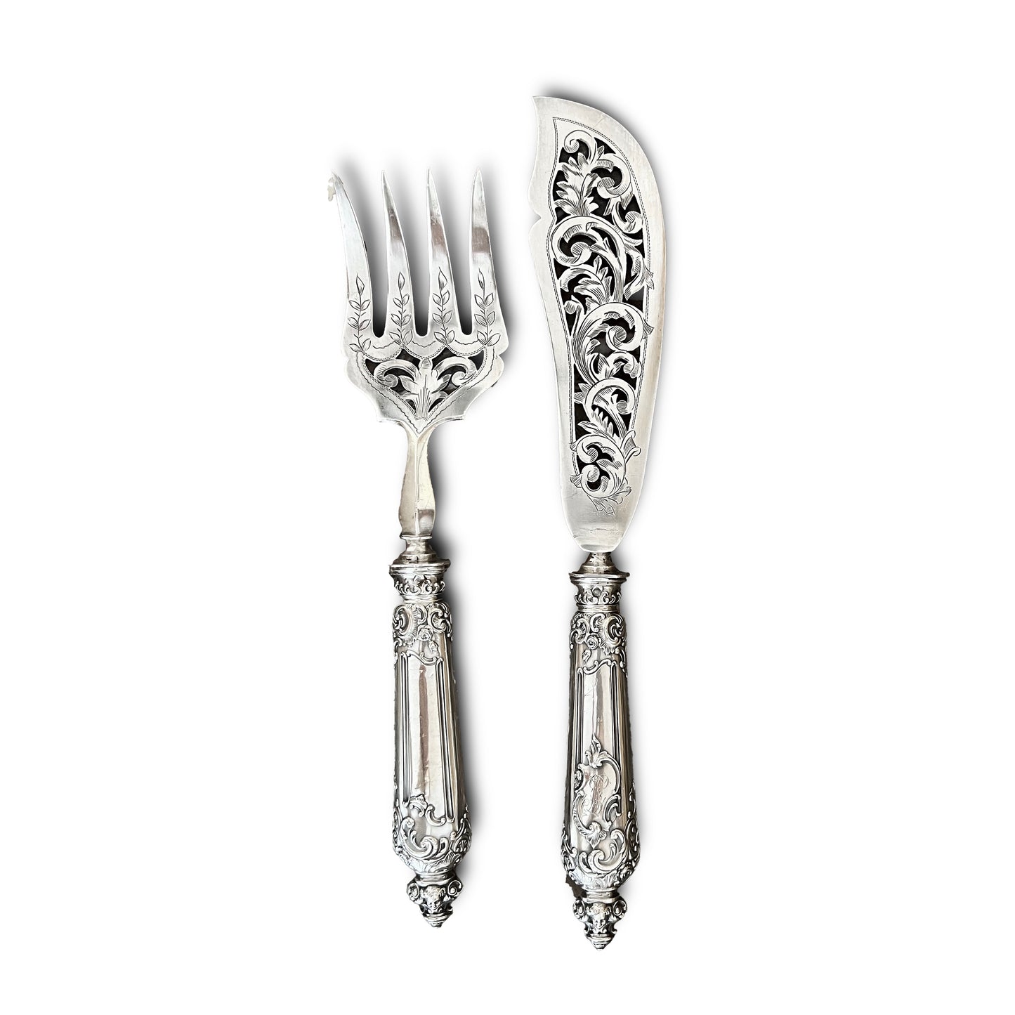 Service de couvert à poisson, Néo Renaissance, argent fourré, France