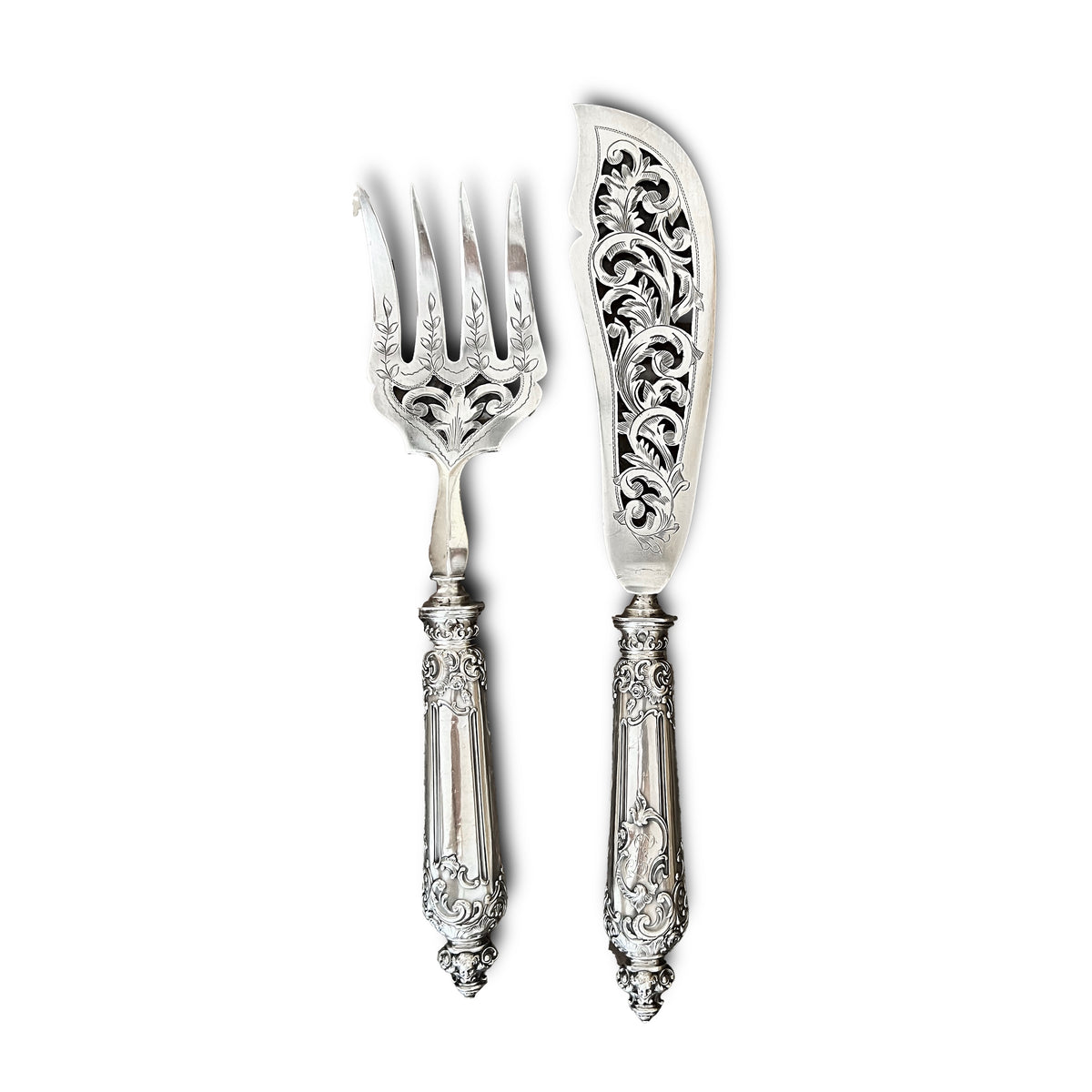 Service de couvert à poisson, Néo Renaissance, argent fourré, France