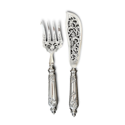 Service de couvert à poisson, Néo Renaissance, argent fourré, France