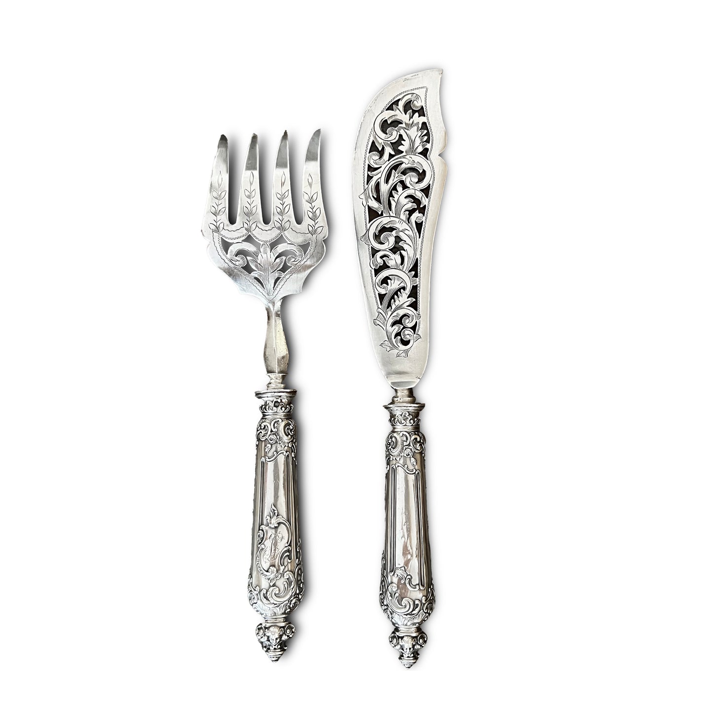 Service de couvert à poisson, Néo Renaissance, argent fourré, France