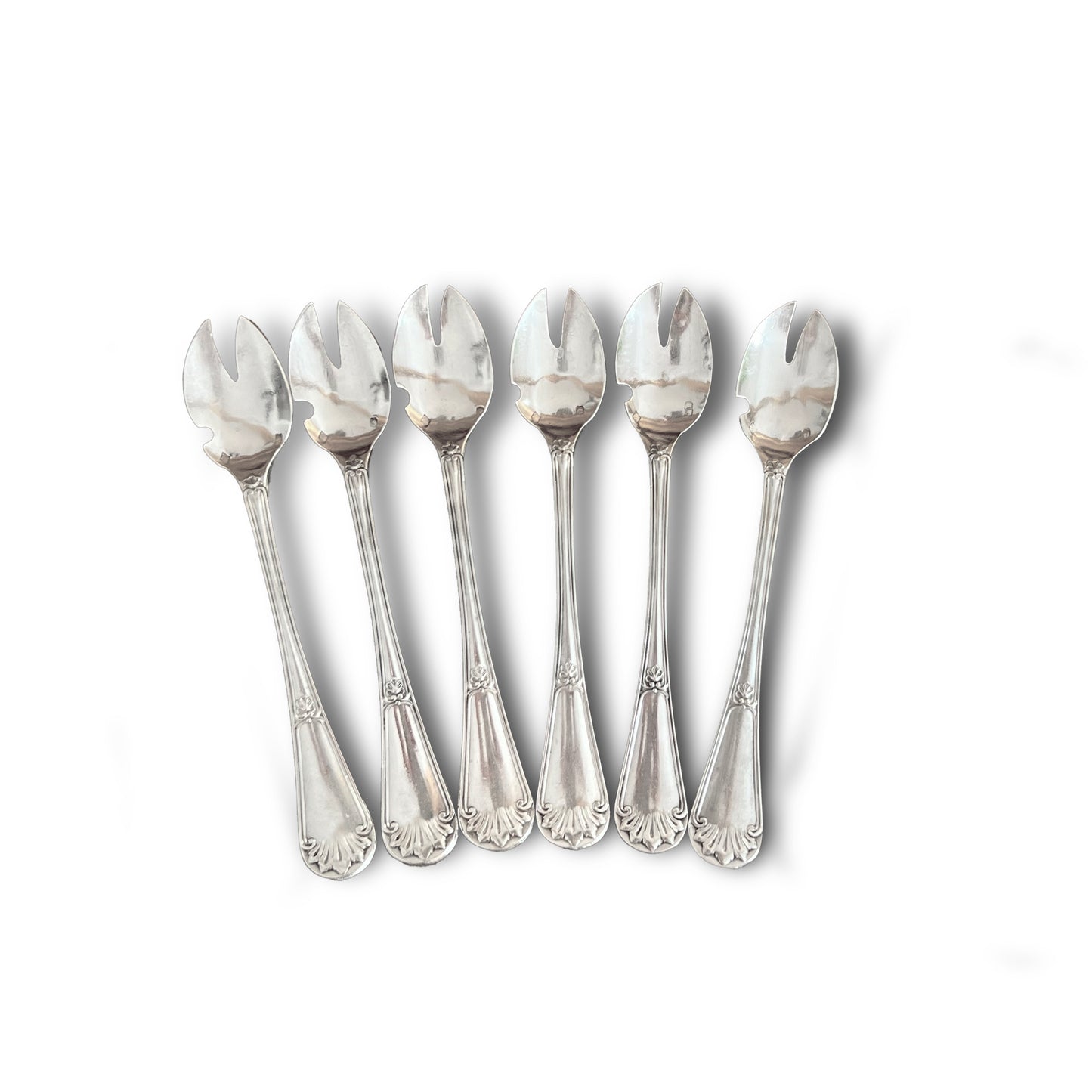 Fourchettes à huîtres en argent massif, 6 pcs, Paul Reczka