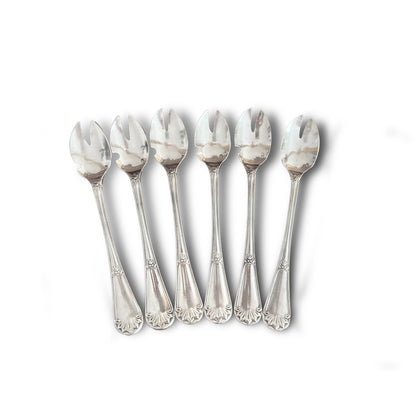 Fourchettes à huîtres en argent massif, 6 pcs, Paul Reczka