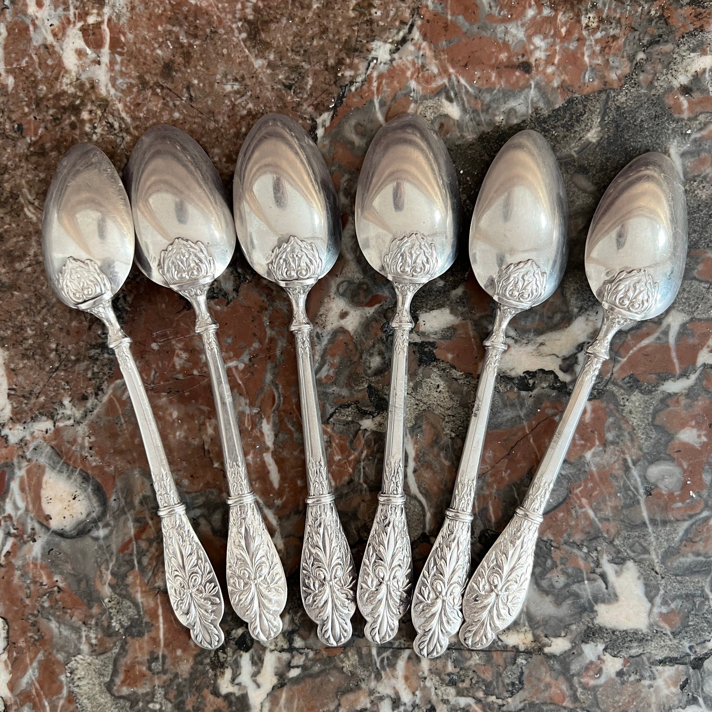 Cuillères à café en argent massif, 6 pcs, Ravinet d'Enfert